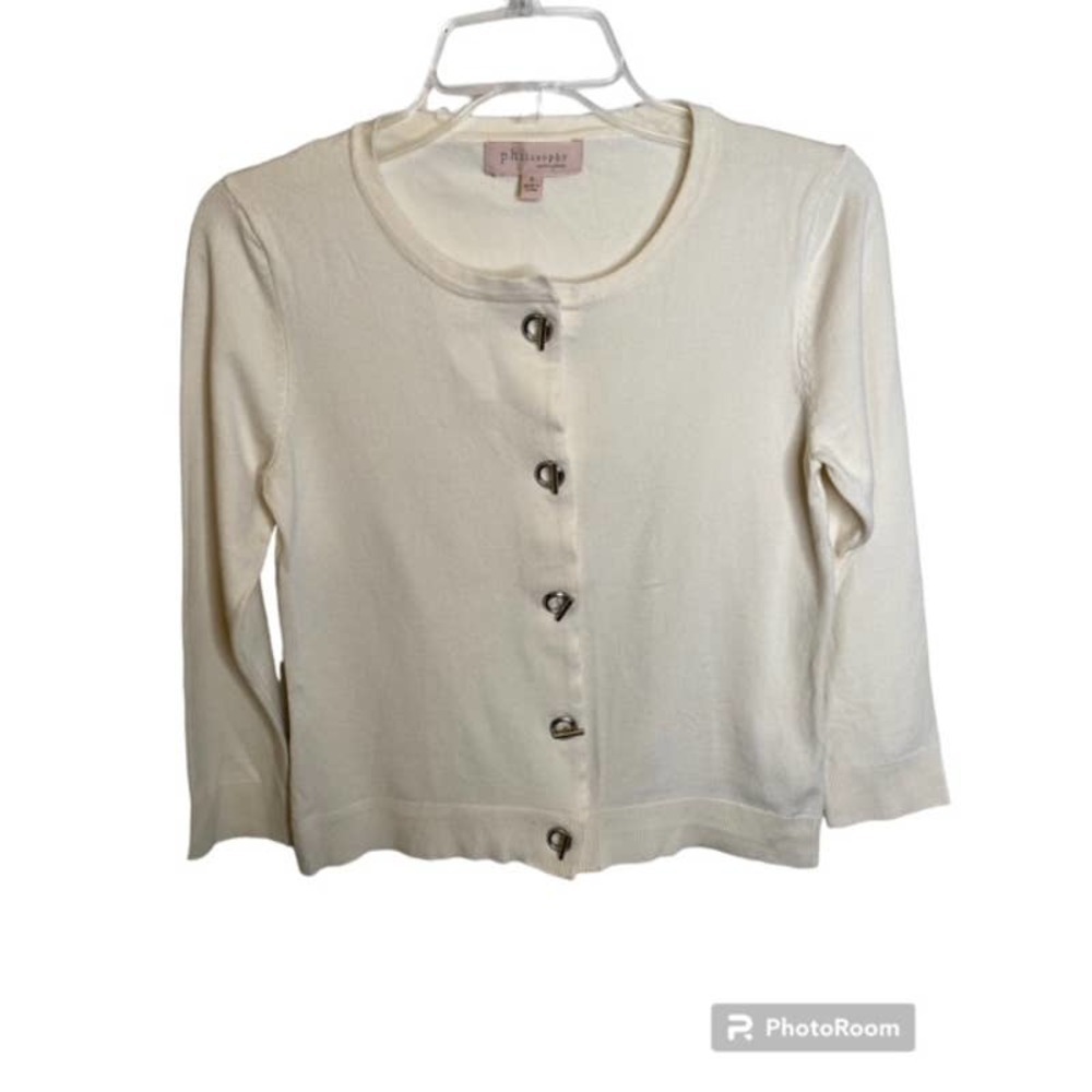 Philosophy Grommet Button Up Cropped‎ Top Sz S Off White